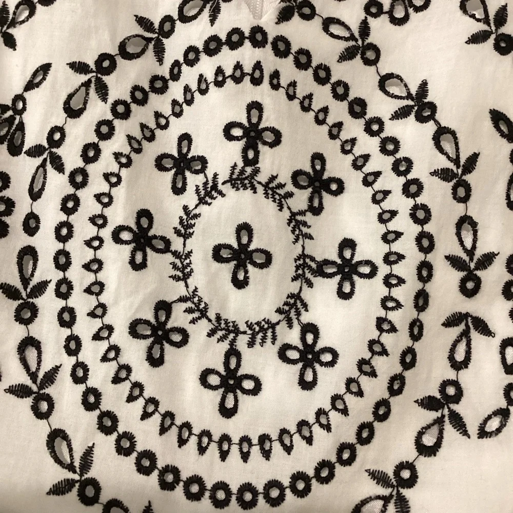 Express Black & White Embroidered Eyelet Tiered Fit & Flare Dress - Picture 8 of 12